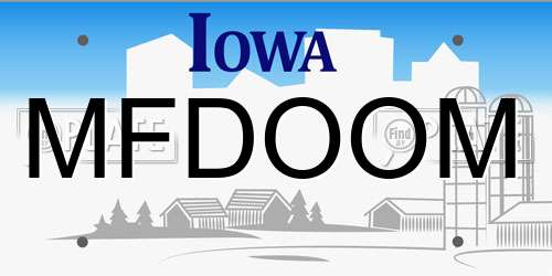 MFDOOM Iowa License Plate