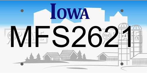 MFS2621 Iowa License Plate