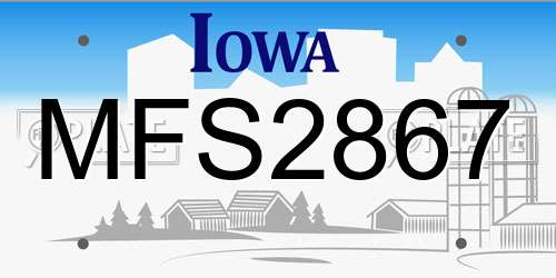 MFS2867 Iowa License Plate