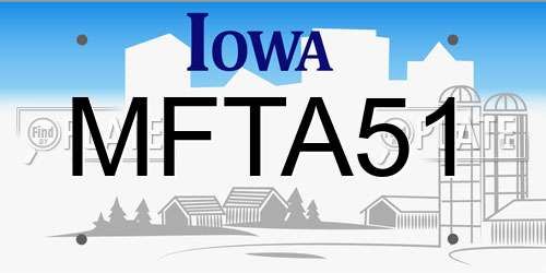 MFTA51 Iowa License Plate