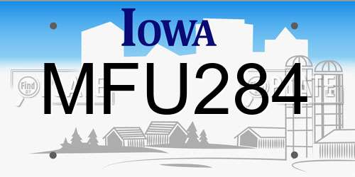 MFU284 Iowa License Plate