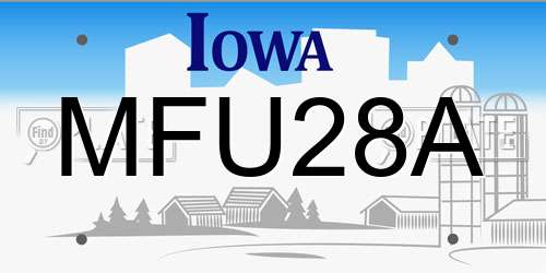 MFU28A Iowa License Plate