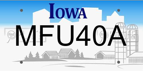 MFU40A Iowa License Plate