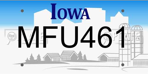 MFU461 Iowa License Plate