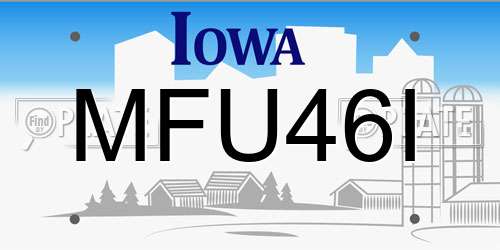 MFU46I Iowa License Plate