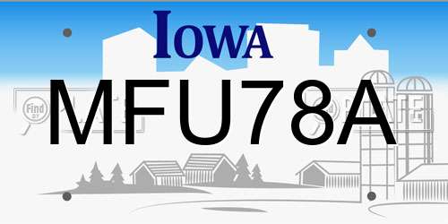 MFU78A Iowa License Plate