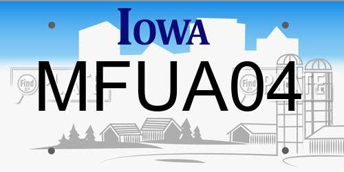 MFUA04 Iowa License Plate