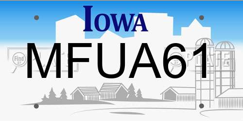 MFUA61 Iowa License Plate
