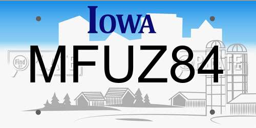 MFUZ84 Iowa License Plate