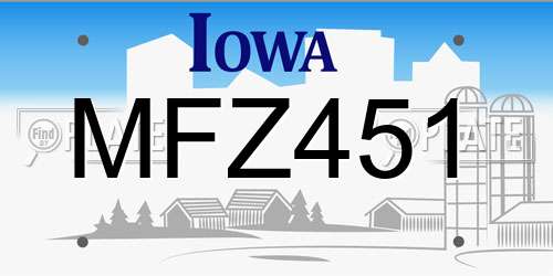 MFZ451 Iowa License Plate