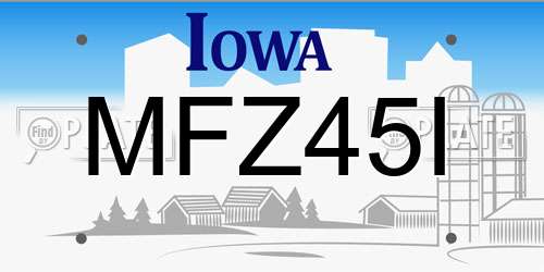 MFZ45I Iowa License Plate