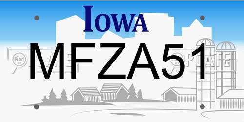 MFZA51 Iowa License Plate