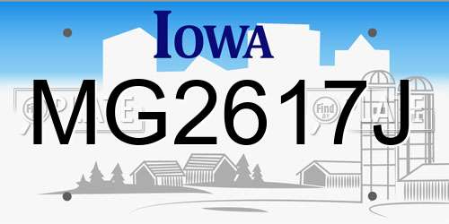 MG2617J Iowa License Plate