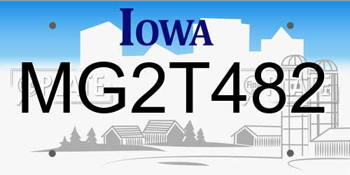 MG2T482 Iowa License Plate