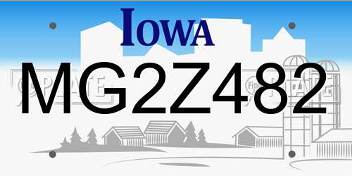 MG2Z482 Iowa License Plate
