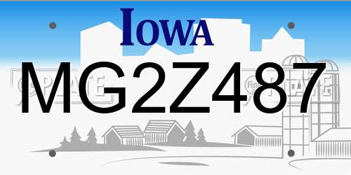 MG2Z487 Iowa License Plate