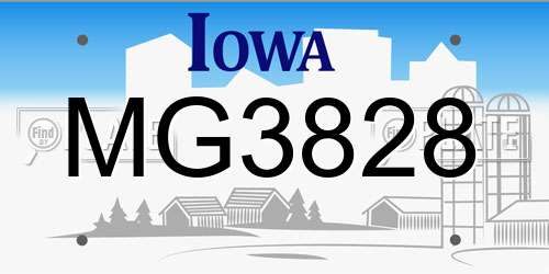 MG3828 Iowa License Plate
