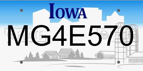 MG4E570 Iowa License Plate