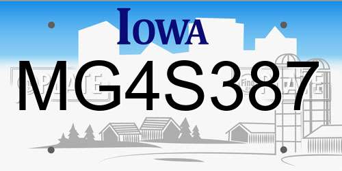 MG4S387 Iowa License Plate