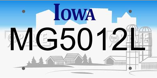 MG5012L Iowa License Plate