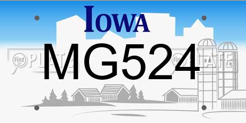 MG524 Iowa License Plate