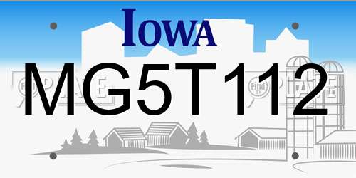 MG5T112 Iowa License Plate