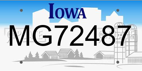 MG72487 Iowa License Plate