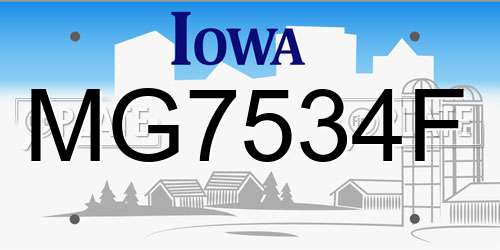 MG7534F Iowa License Plate