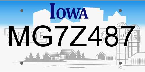 MG7Z487 Iowa License Plate