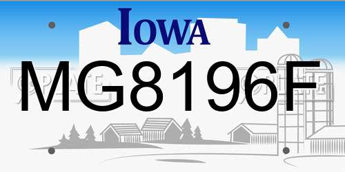 MG8196F Iowa License Plate