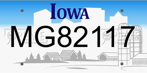 MG82117 Iowa License Plate