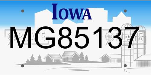 MG85137 Iowa License Plate