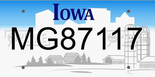 MG87117 Iowa License Plate