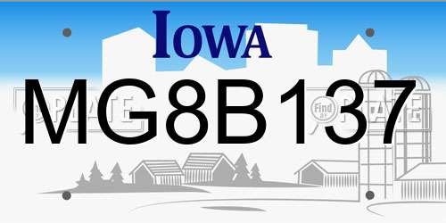 MG8B137 Iowa License Plate