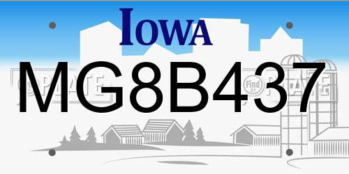 MG8B437 Iowa License Plate