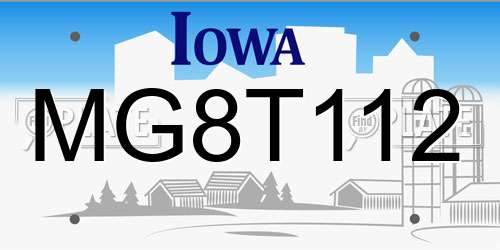 MG8T112 Iowa License Plate