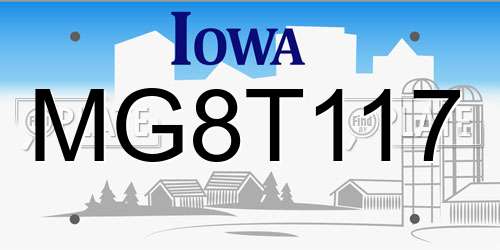 MG8T117 Iowa License Plate