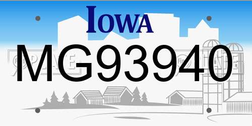 MG93940 Iowa License Plate
