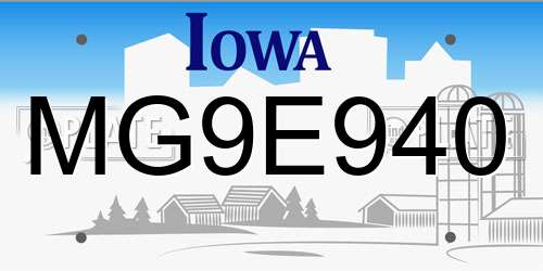 MG9E940 Iowa License Plate