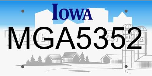 MGA5352 Iowa License Plate