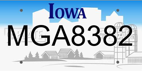 MGA8382 Iowa License Plate