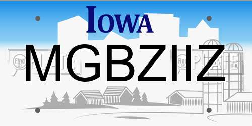 MGBZIIZ Iowa License Plate