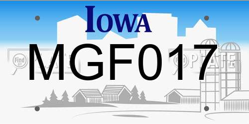 MGF017 Iowa License Plate