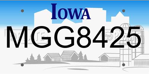 MGG8425 Iowa License Plate