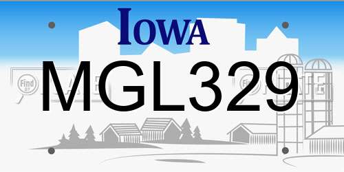 MGL329 Iowa License Plate