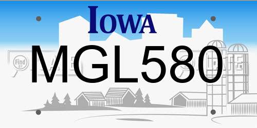 MGL580 Iowa License Plate