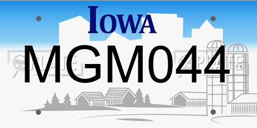 MGM044 Iowa License Plate