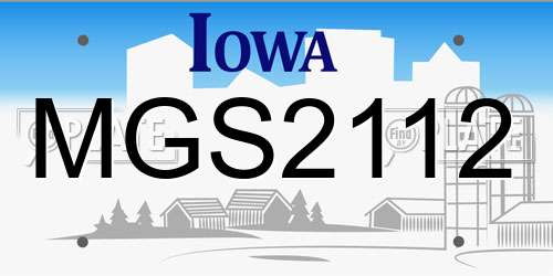 MGS2112 Iowa License Plate