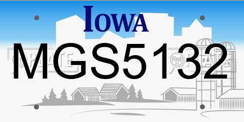 MGS5132 Iowa License Plate