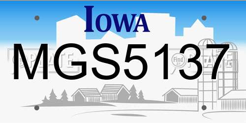 MGS5137 Iowa License Plate